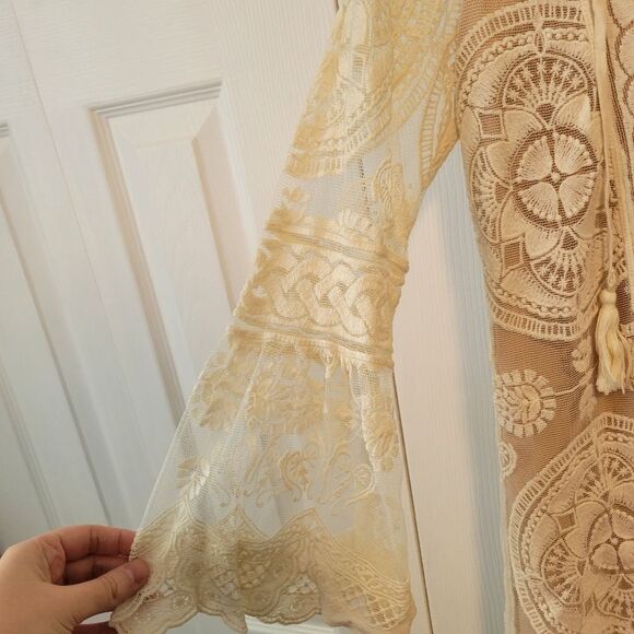 Jen's Pirate Booty Reflection Lace Flare Sleeve Mini Dress XS Boho - Picture 5 of 7